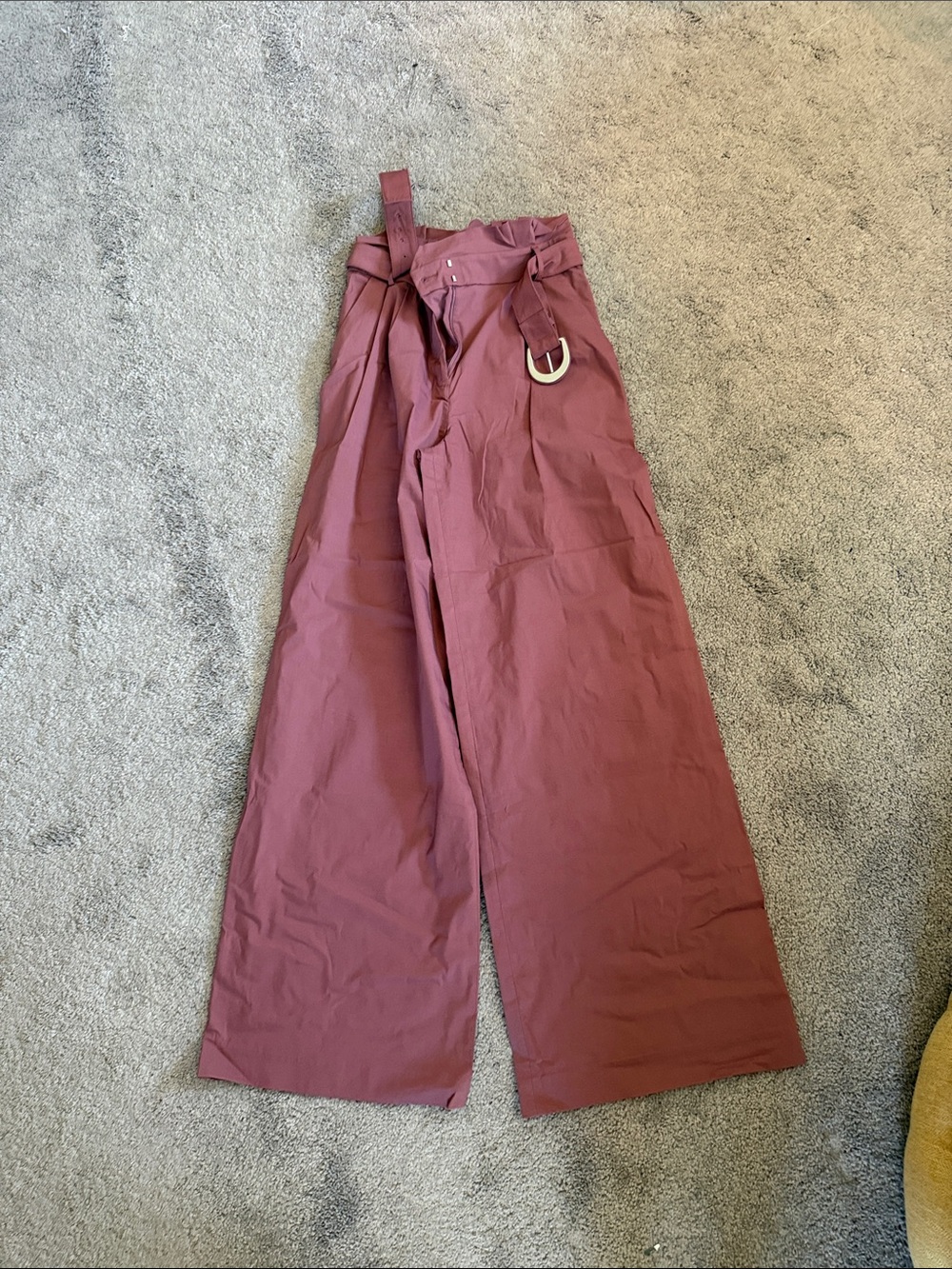 Express Wide-Leg High Waist Pants with D-Ring Belt - Dusty Rose